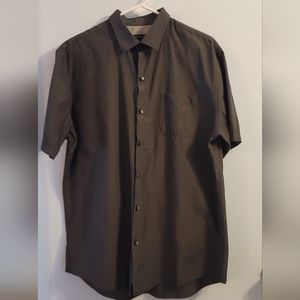Van Huesen Men’s Short Sleeve Button Down Shirt | Gray | Large 16-16.5